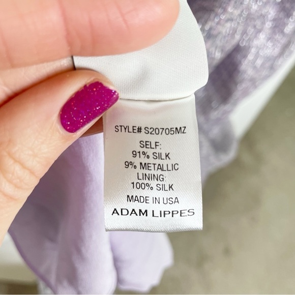 Adam Lippes New York Smocked Waist Dress in Printed Chiffon Lavender Multi NWT - Picture 8 of 12